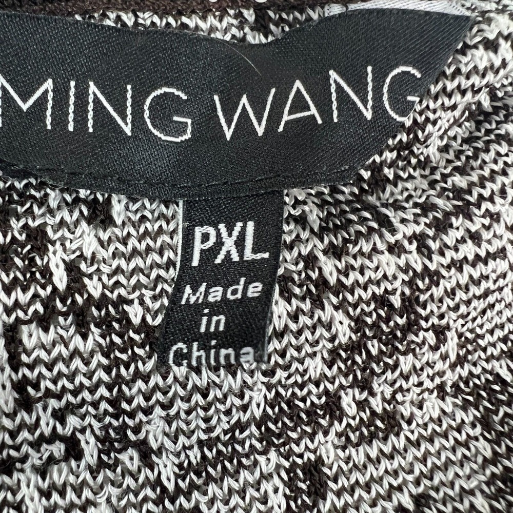 Ming Wang‎ Blazer Womens White Black Mandarin Collar 3/4 Sleeve Knit Jacket PXL - Picture 6 of 12